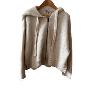 The Cashmere Project Cream Wool Blend Zip Up Hoodie Sweater Size Small
